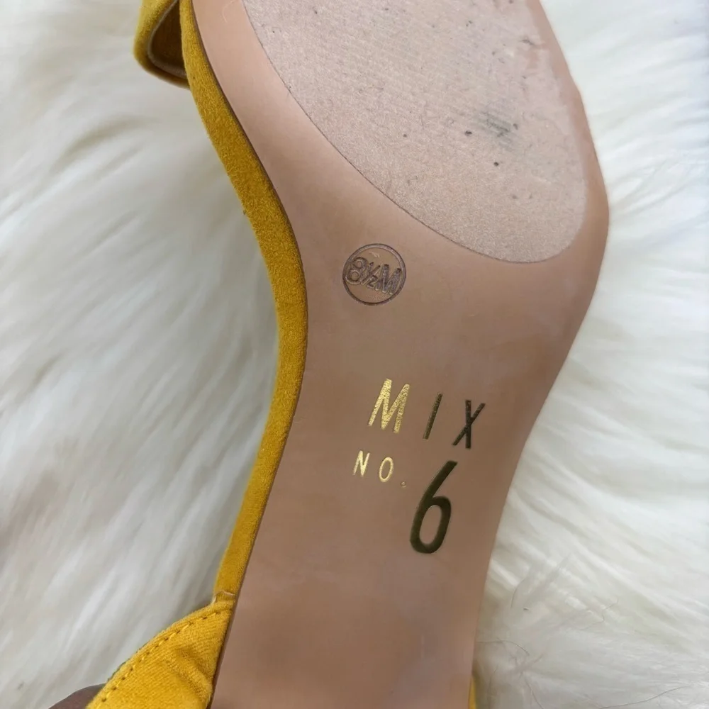 MIX NO.6 SUEDE HEELS SANDALS SIZE 8.5 WOMAN YELLOW COLOR